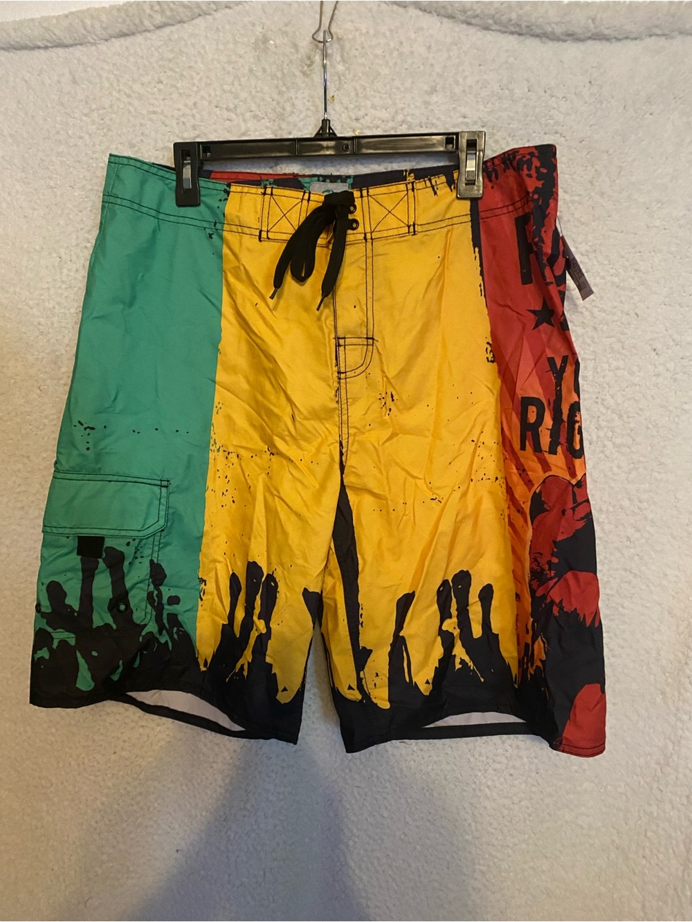 Liquid Blue Men’s 34 Swim Board Colorblock Trunks Shorts Fight 4 Your Rights GZ